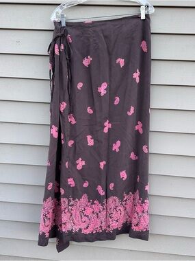 100% silk wrap skirt bandana paisley print 13/14 express western